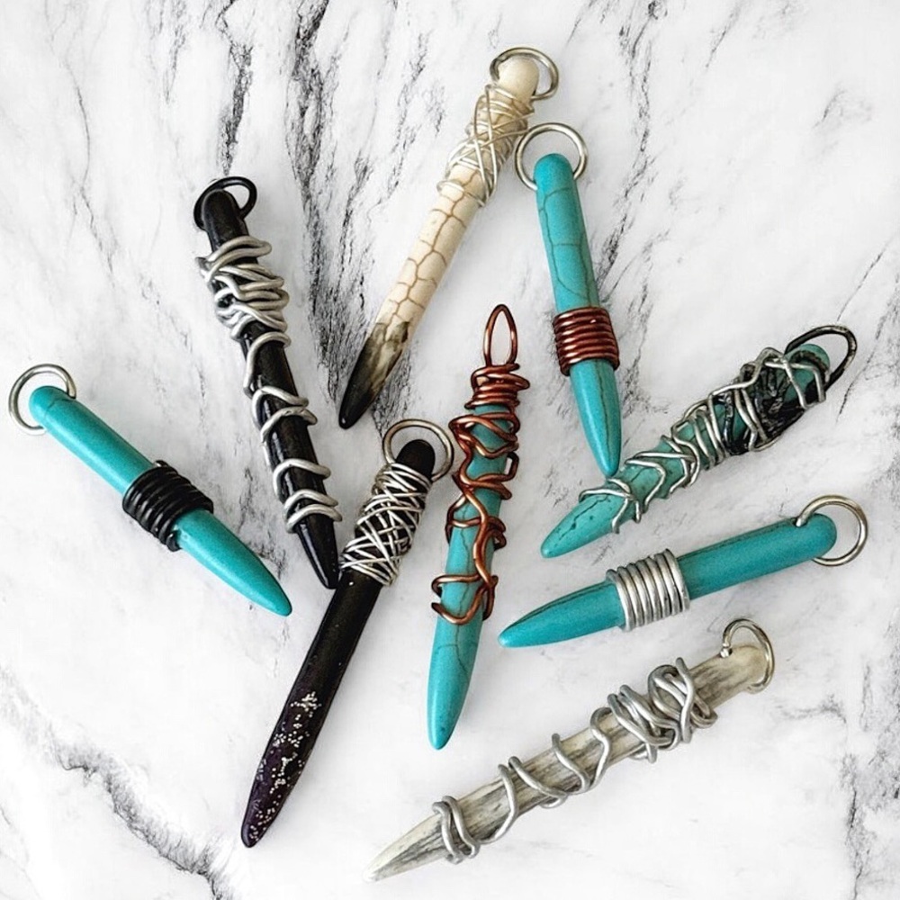 Bundle 9 Wrapped Spike Pendants NO Cords